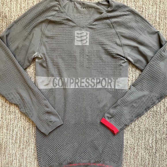 Men's XS Extra Small Compressport Long Sleeve Base Layer Compression shirt Gray - Picture 2 of 5